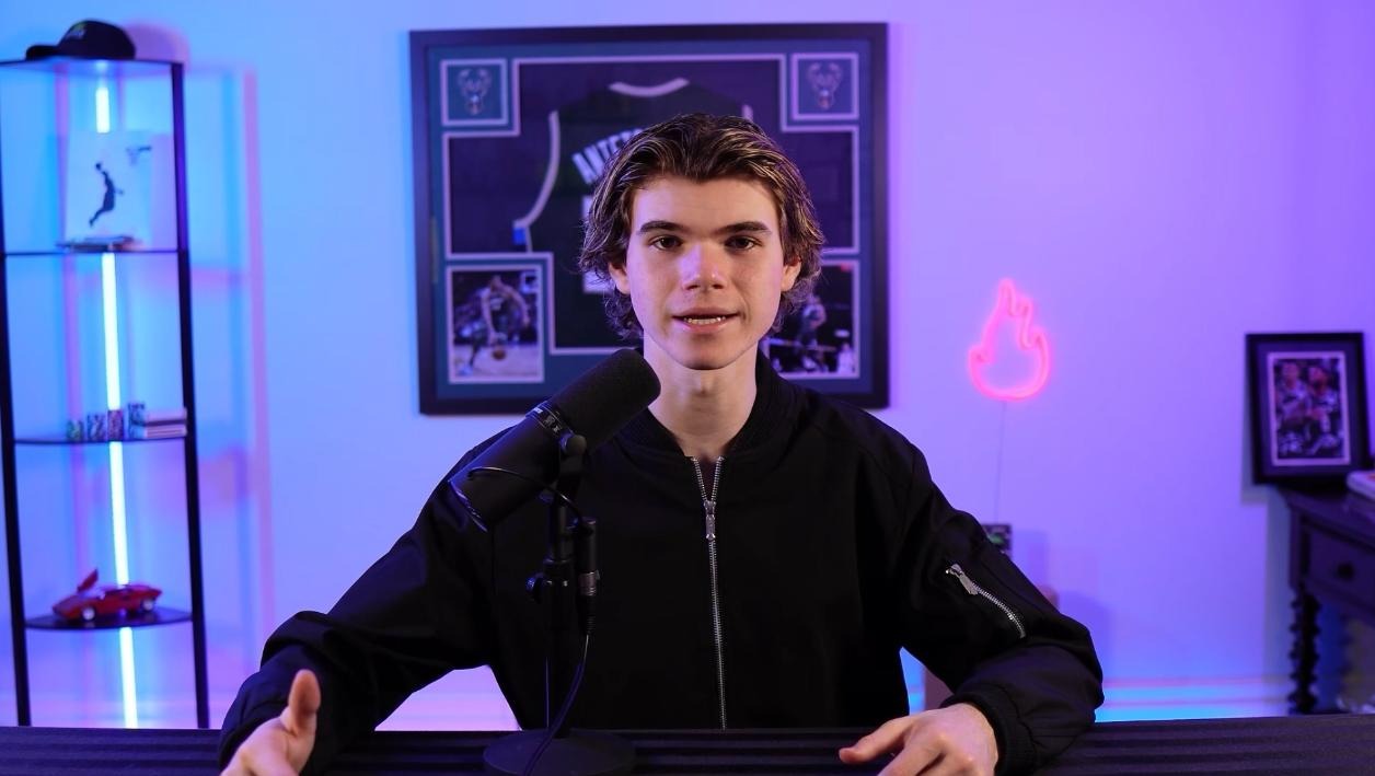 London Leffler recording a 2025 YouTube segment in his studio